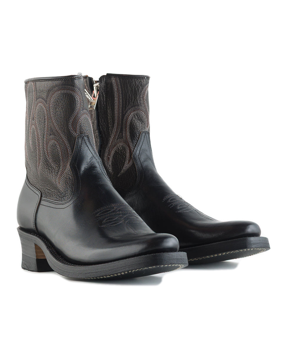 Rolling Dub Trio Loro Side Zip - Horsebutt Black Flame Embroidery - Standard & Strange