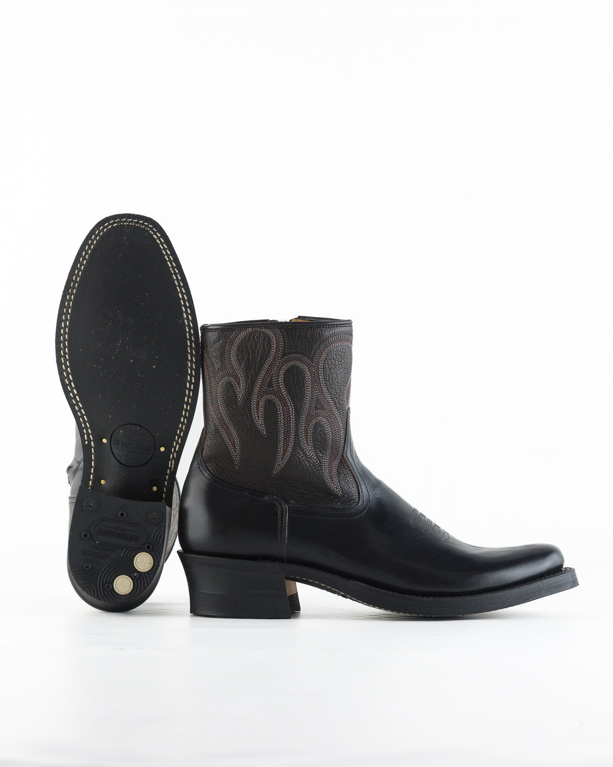 Rolling Dub Trio Loro Side Zip - Horsebutt Black Flame Embroidery - Standard & Strange