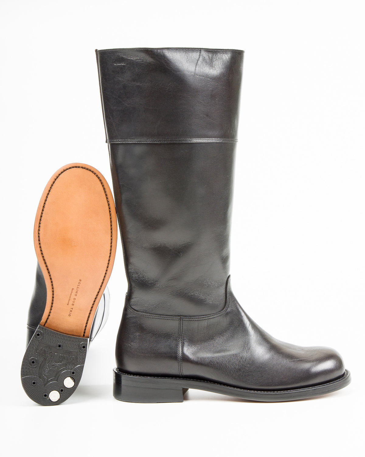 Rolling Dub Trio Rottweiler Riding Boots - All Black Horsehide - Standard & Strange