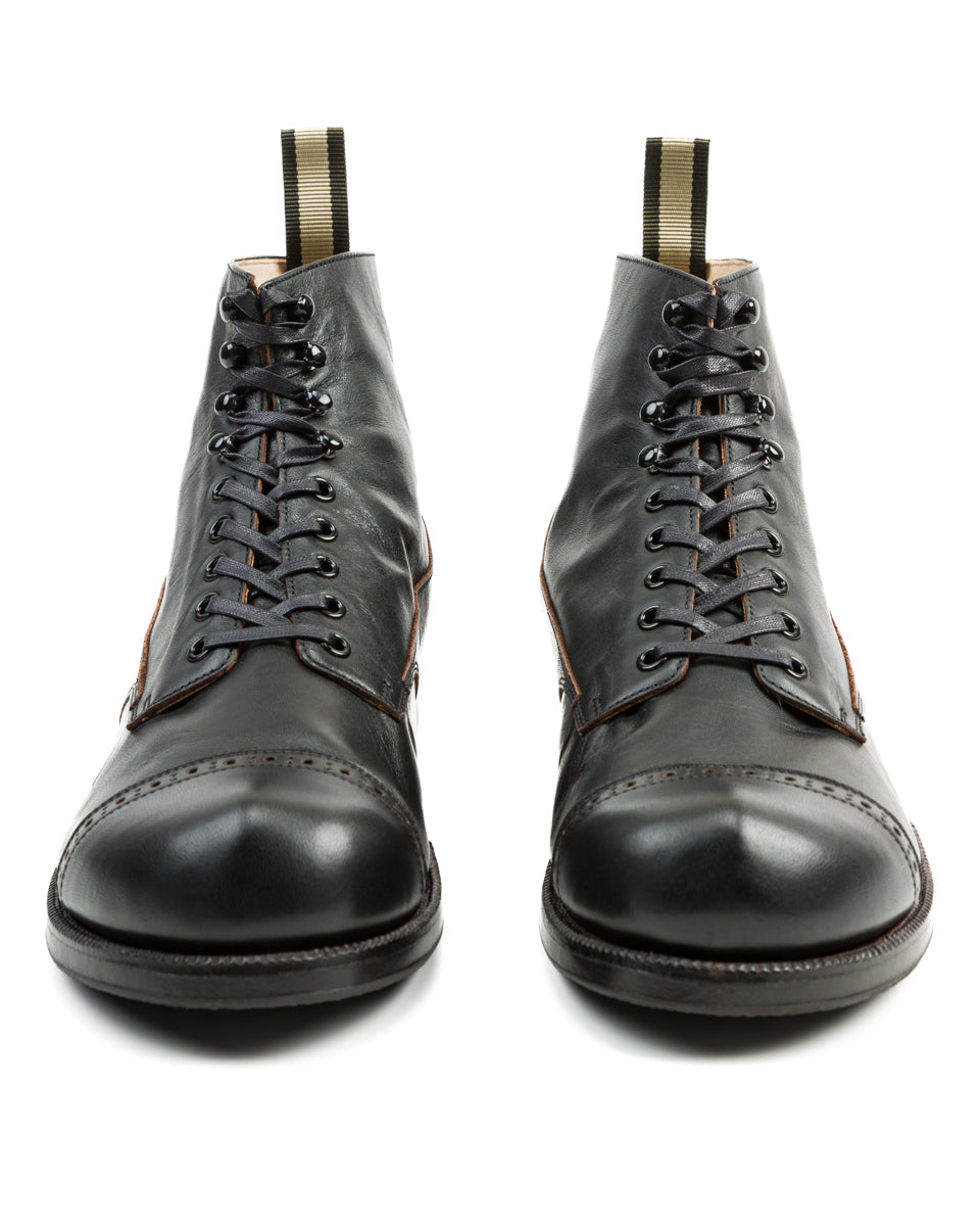 The 2 Monkeys Boots Vaudeville Boot - Black Shinki Horsehide - Standard & Strange