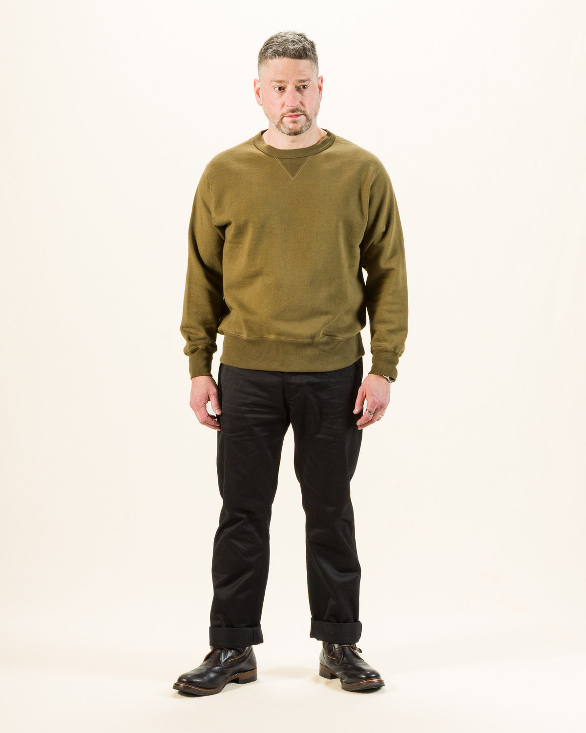 The Real McCoy's 10 oz Loopwheel Crewneck Sweatshirt - Olive - Standard & Strange