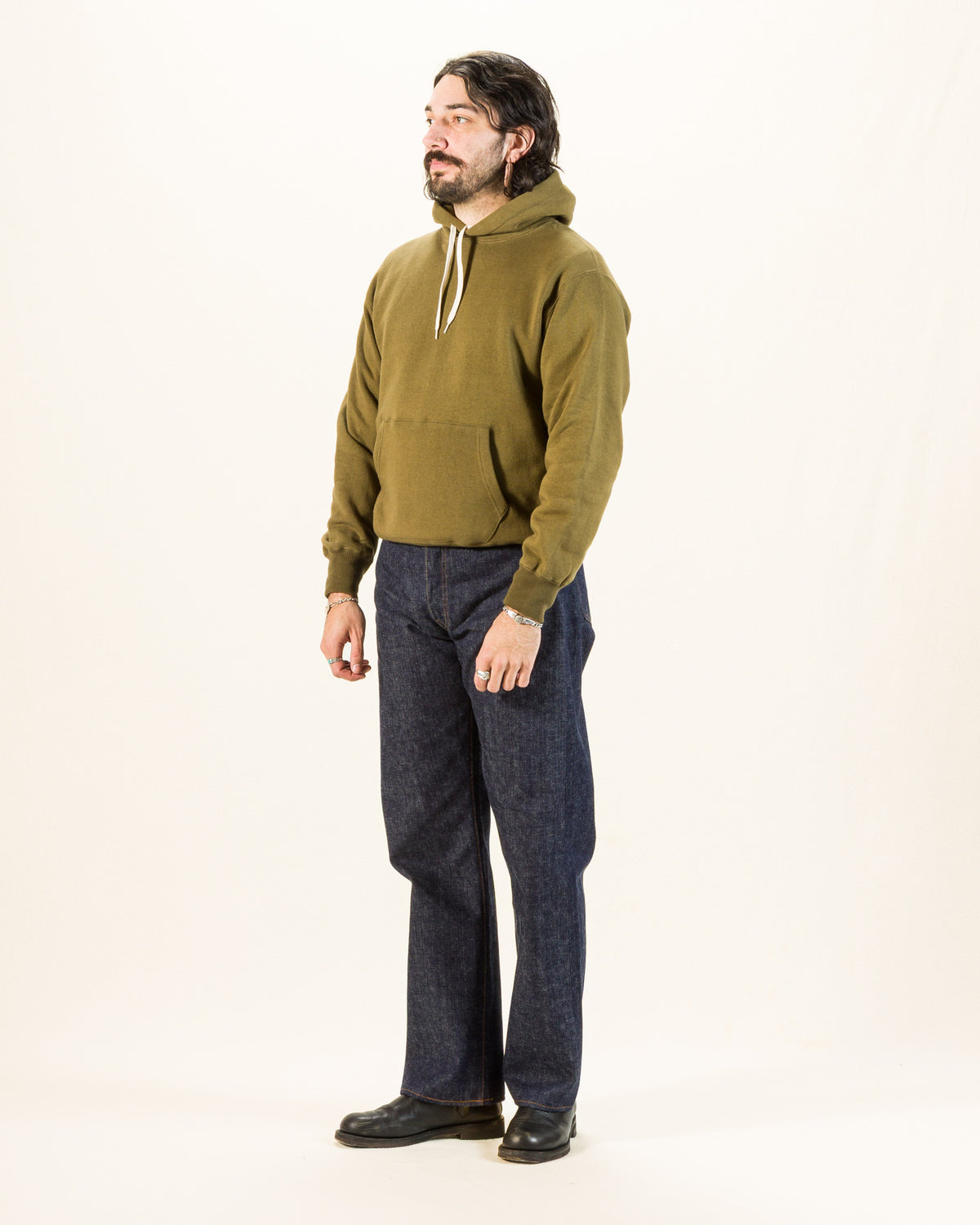 The Real McCoy's 10 oz Loopwheel Hooded Sweatshirt - Olive - Standard & Strange