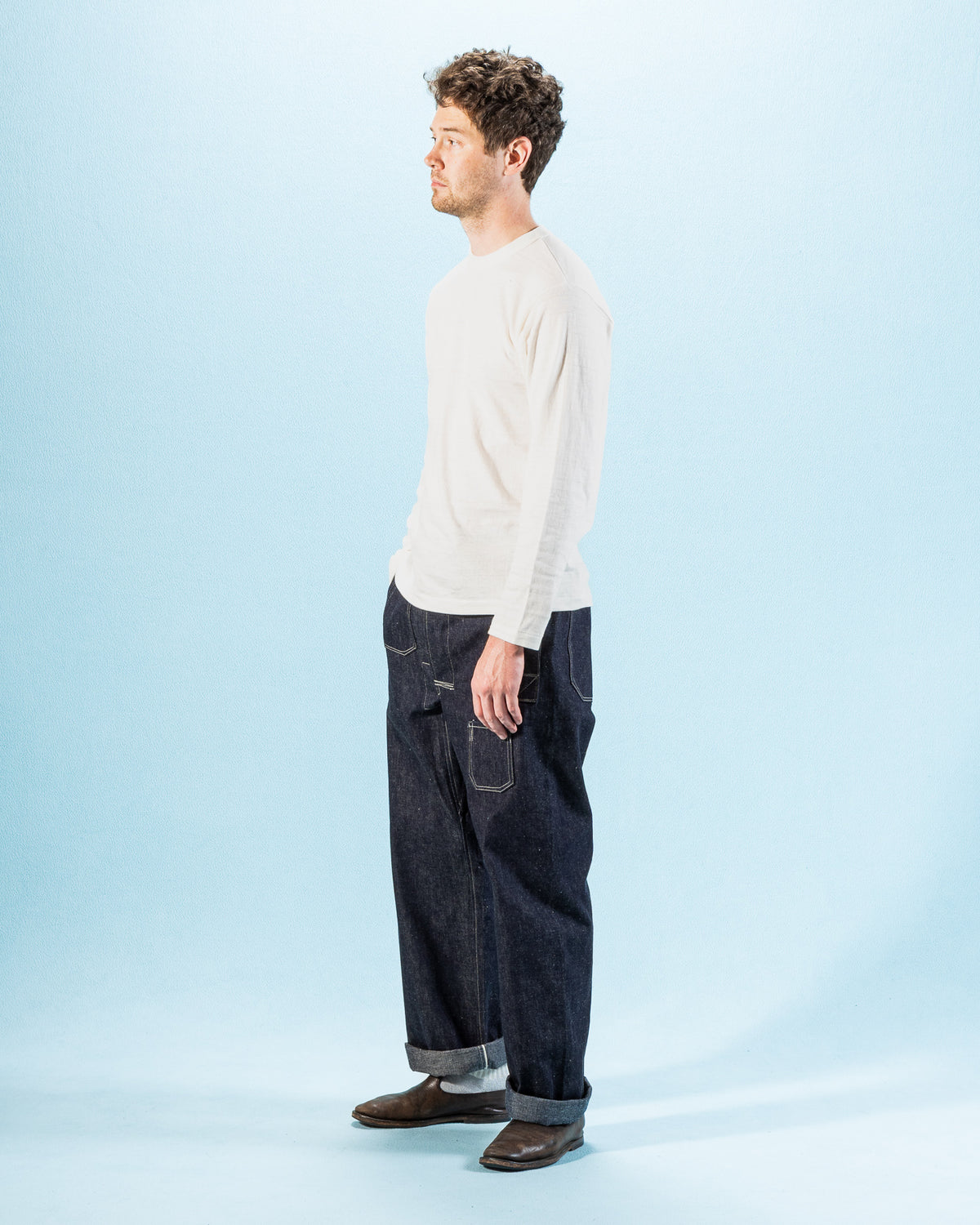 Warehouse Long Sleeve Crew Neck Tee - Off White - Standard & Strange