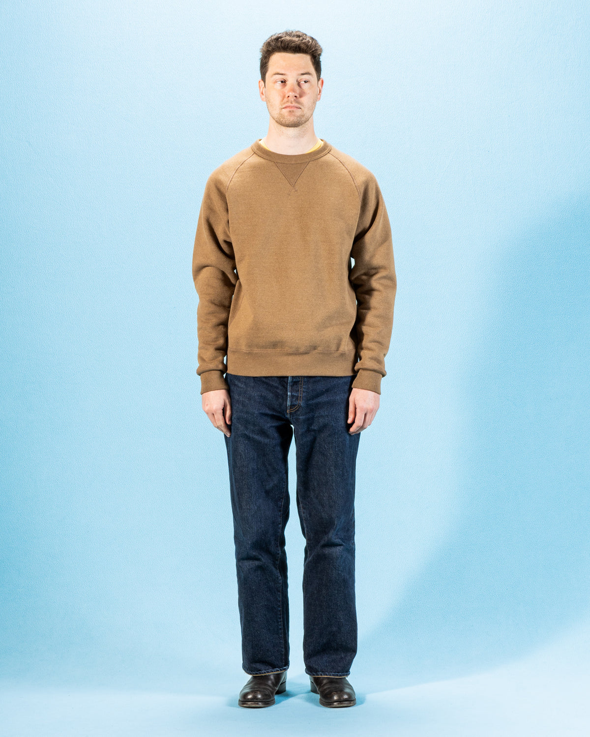 Wonder Looper Foxfibre® Double Heavyweight French Terry Pullover Crewneck - Iron Mordant Coyote 80 - Standard & Strange