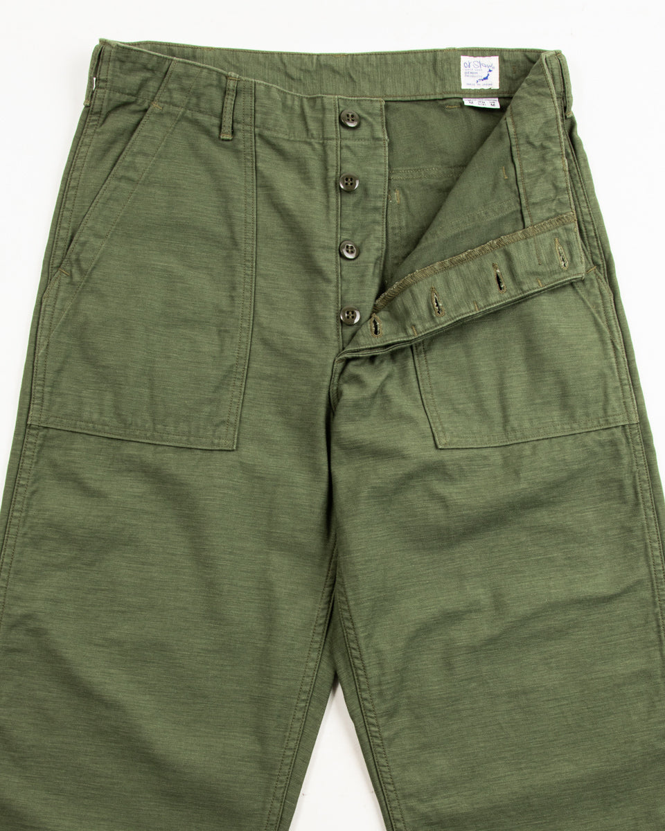 OrSlow Fatigue Pants - Regular Fit - Olive Reverse Sateen - Standard & Strange