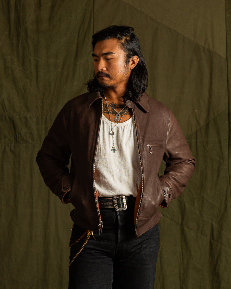 The Real McCoy's Freeman 30s Sports Jacket (Deerskin) - Brown - Standard & Strange