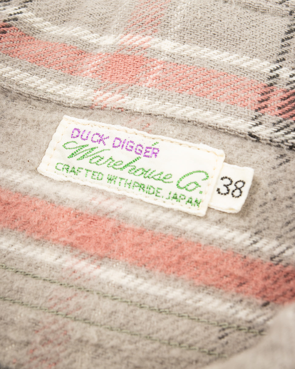 Warehouse Flannel Shirt with Chinstrap - Grey O/W - Standard & Strange