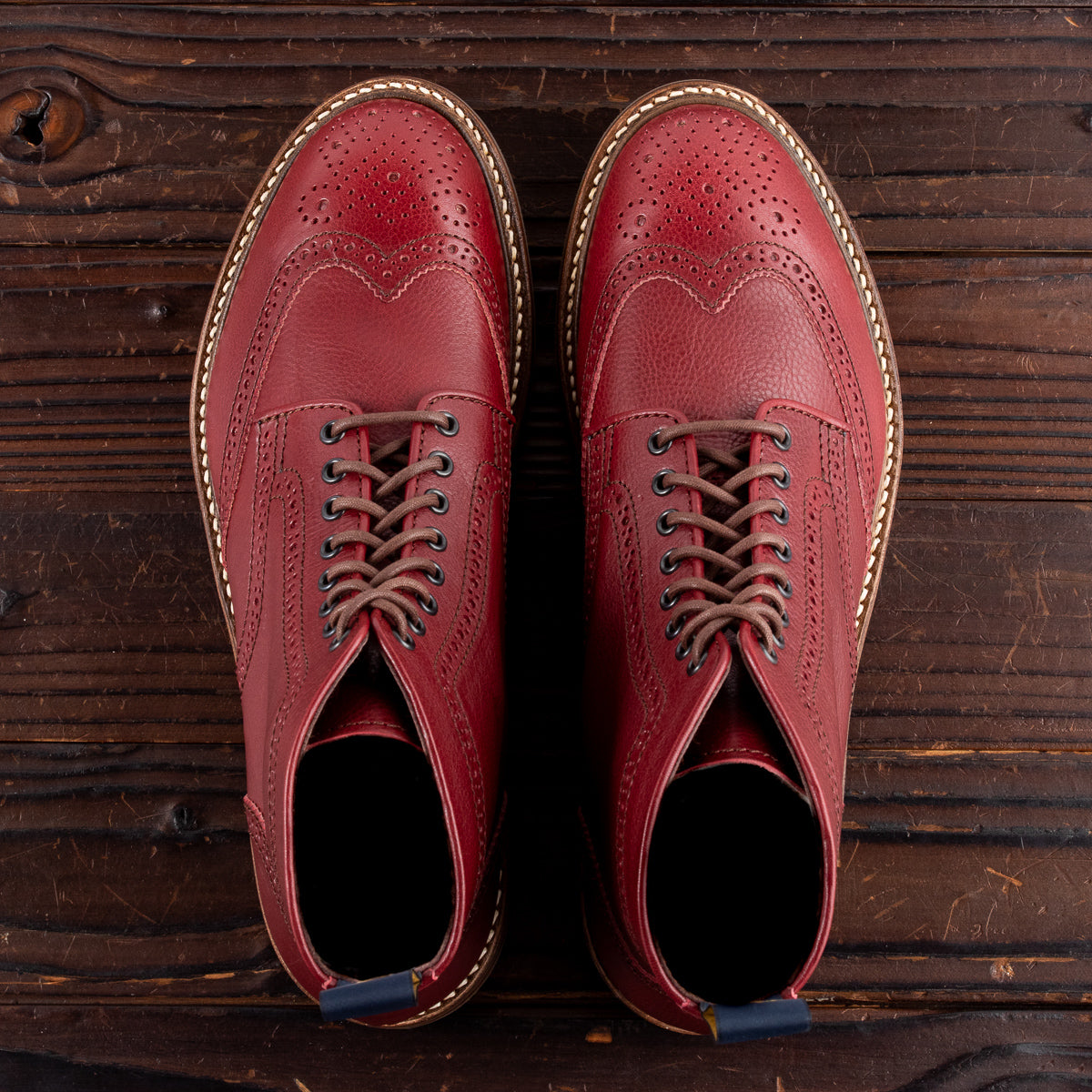 John Lofgren Glover Brogue Boots - Burgundy Vacchetta - Standard & Strange