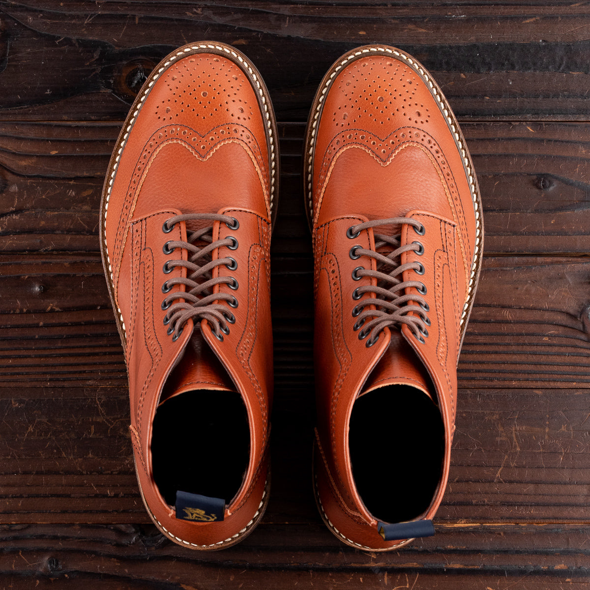 John Lofgren Glover Brogue Boots - Camel Vacchetta - Standard & Strange