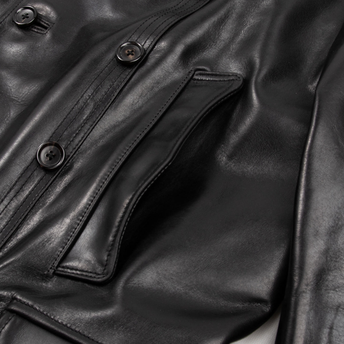 Y'2 Leather French Double Breasted Horsehide Jacket - Black - Standard & Strange