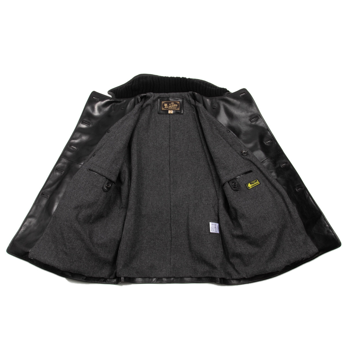Y'2 Leather French Double Breasted Horsehide Jacket - Black - Standard & Strange