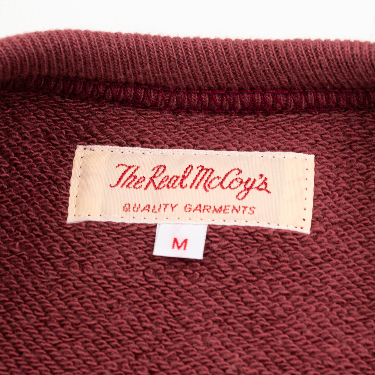The Real McCoy's 9oz Loopwheel Raglan Sleeve Sweatshirt - Maroon - Standard & Strange