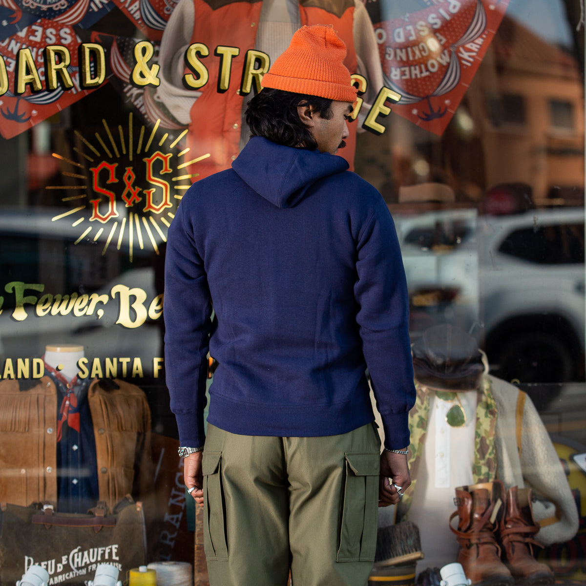 The Real McCoy's Boxing Glove Pocket Hooded Sweatshirt - Navy - Standard & Strange