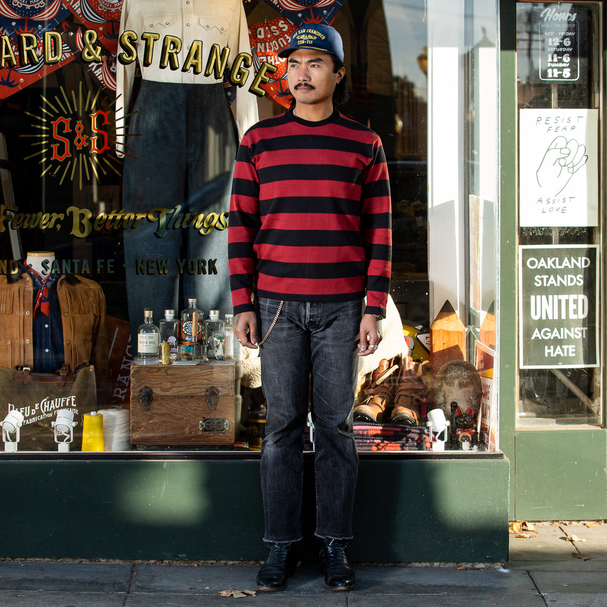 The Real McCoy's Buco Heavy Stripe Racing Jersey - Red/Black - Standard & Strange