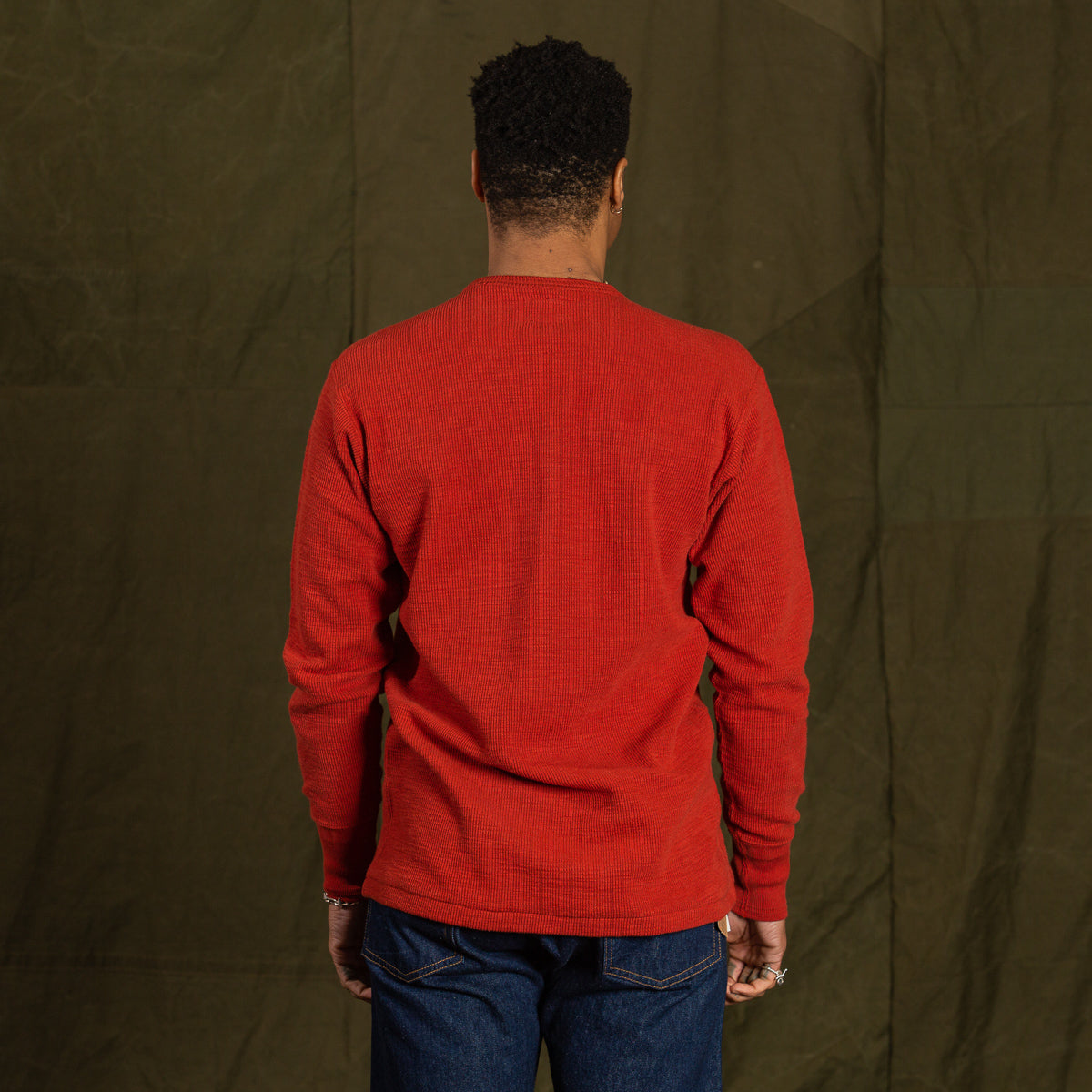 The Real McCoy's Western Cardigan Stitch Henley Shirt - Brick Red - Standard & Strange