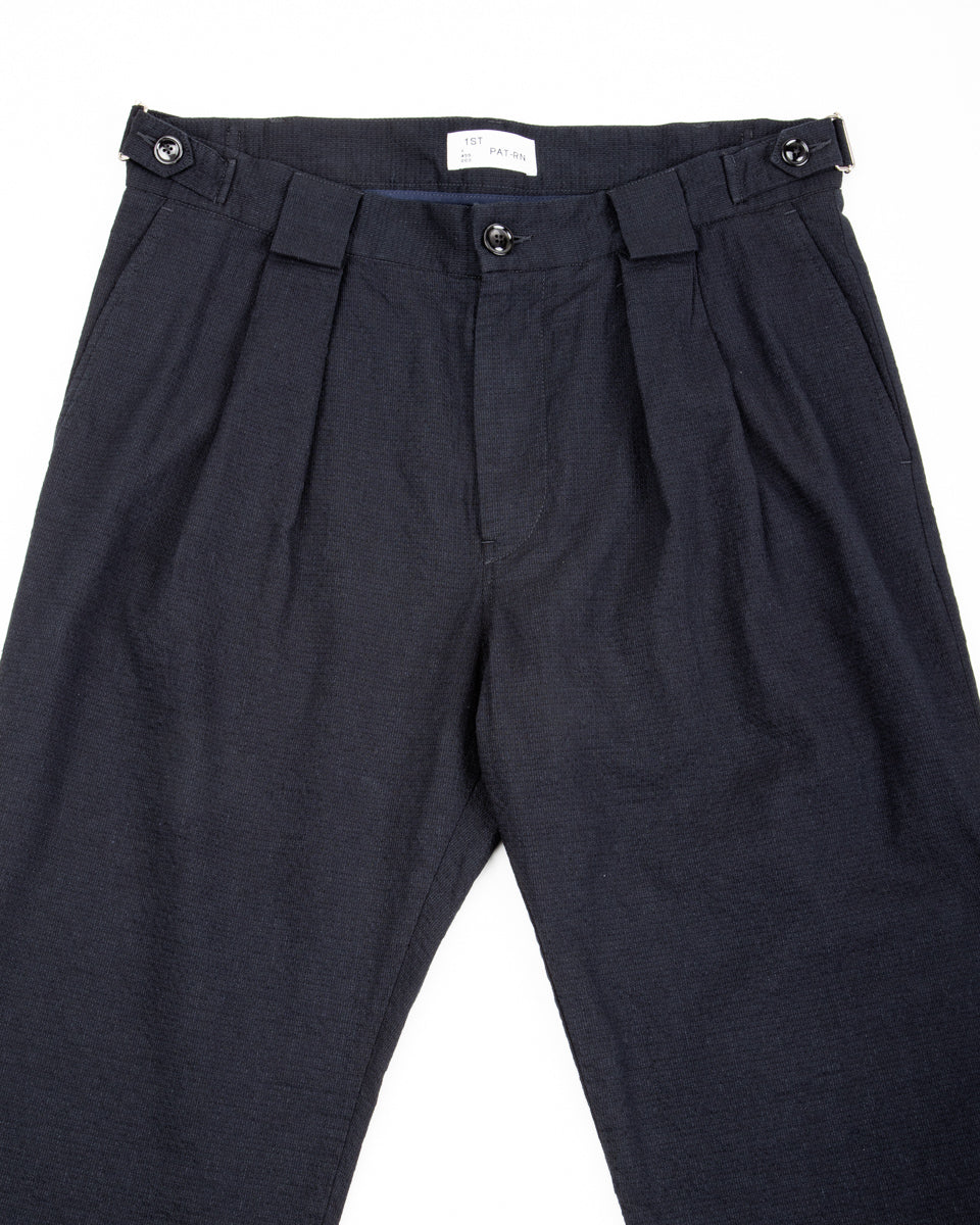 1st PAT-RN Georg Trousers - Dark Blue Pinpoint Cotton/Linen - Standard & Strange