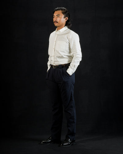 1st PAT-RN Georg Trousers - Dark Blue Pinpoint Cotton/Linen - Standard & Strange
