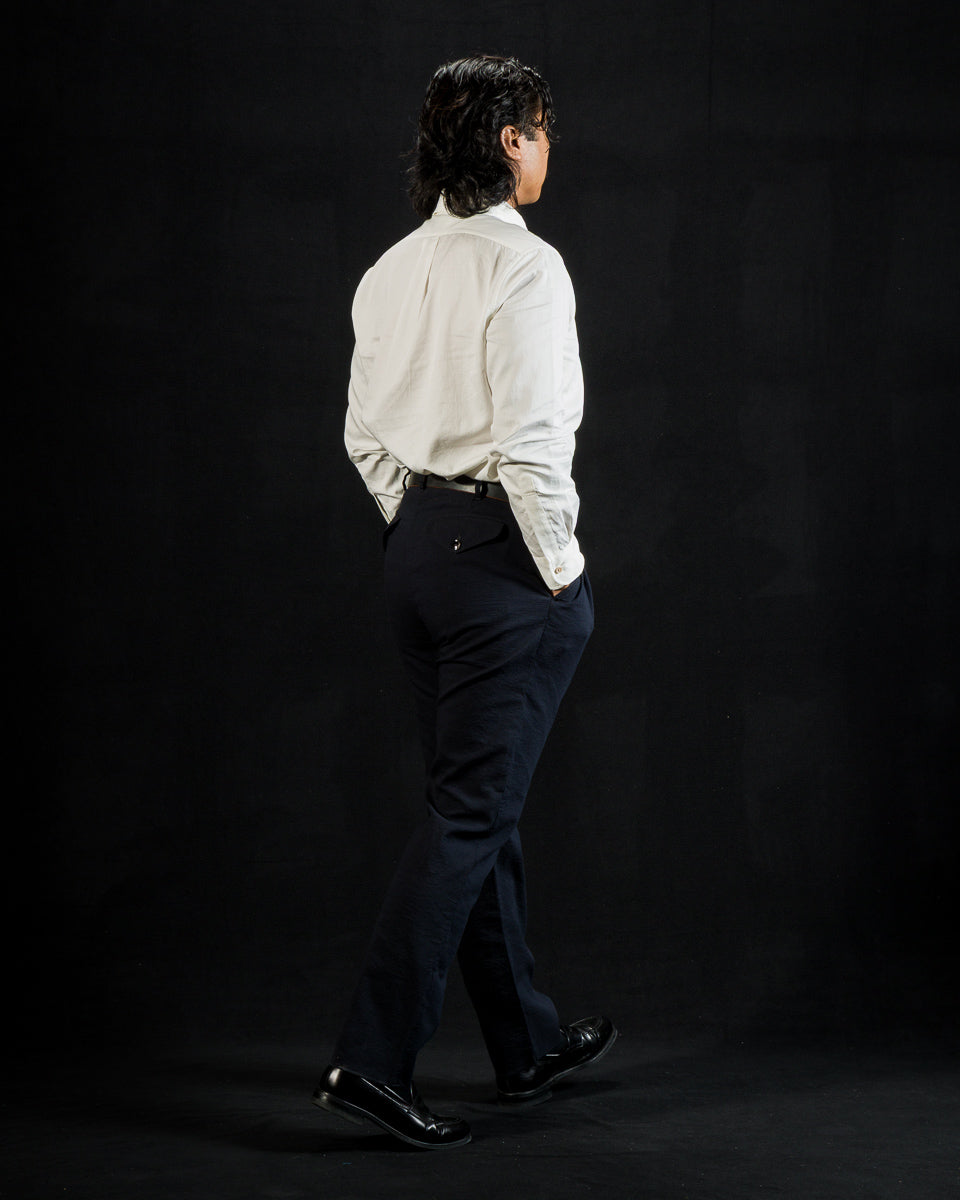 1st PAT-RN Georg Trousers - Dark Blue Pinpoint Cotton/Linen - Standard & Strange
