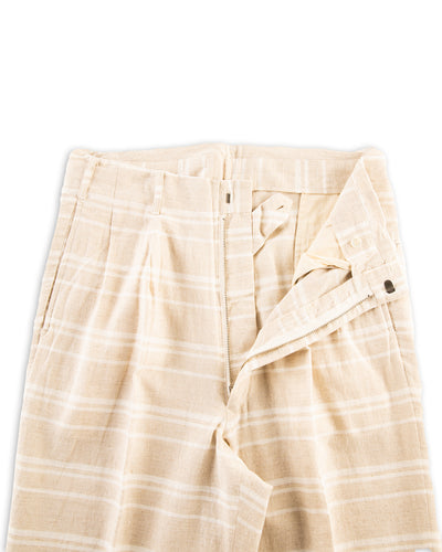 Attractions Double Pleats Border Trousers - Ivory - Standard & Strange