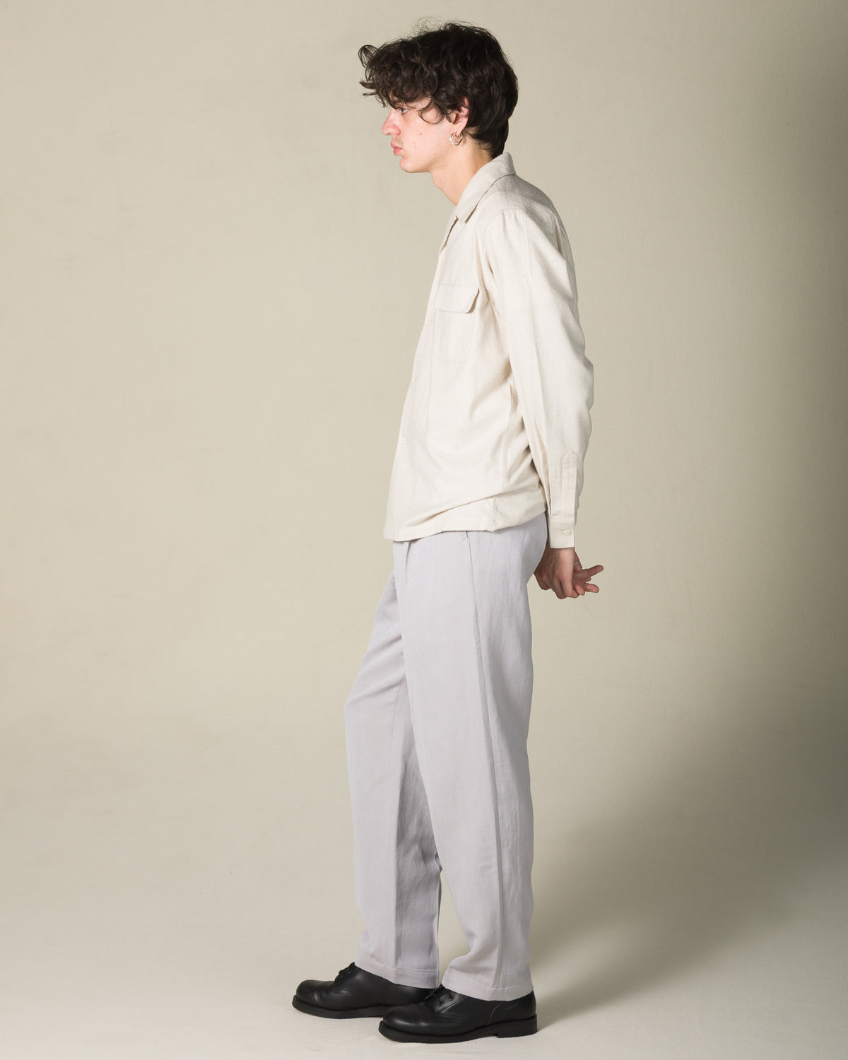 Attractions Double Pleats Trousers - Ice Gray Wool Linen - Standard & Strange