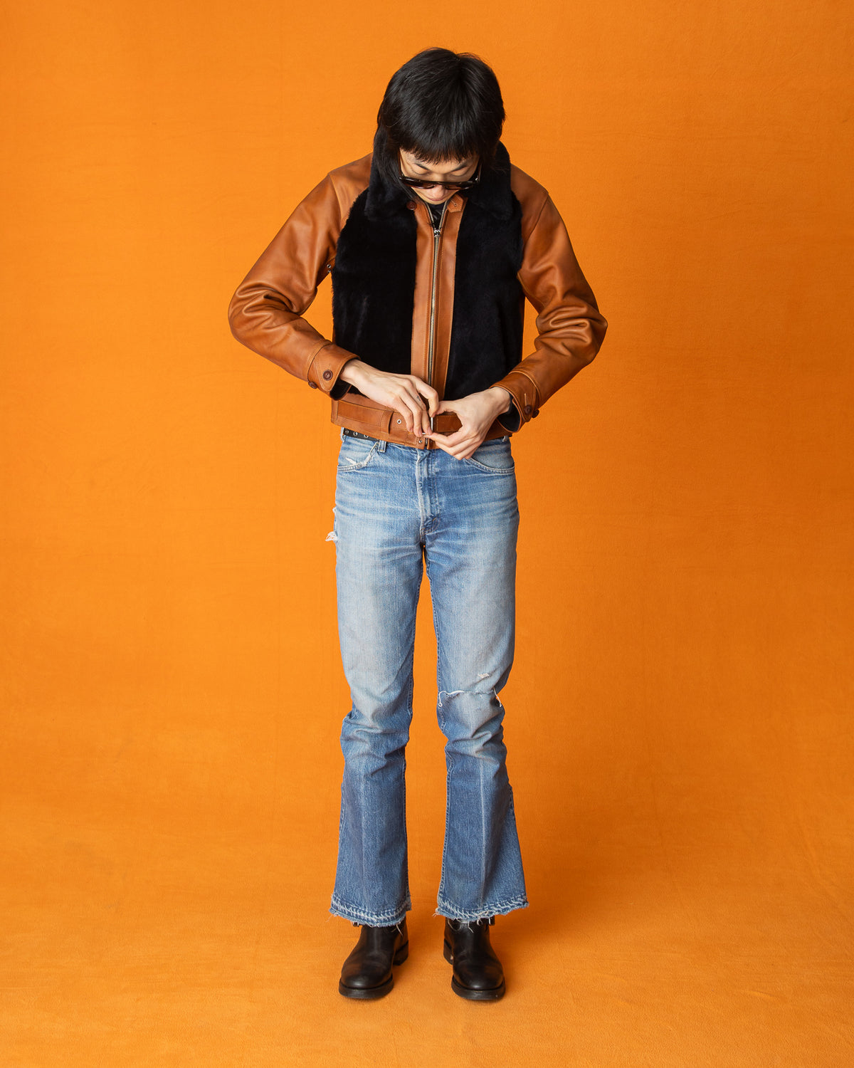 Attractions Limited Guidi Calfskin Grizzly Jacket - Brown x Navy - Standard & Strange