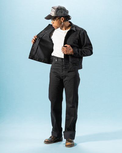 Black Sign 15oz Black Denim Pleats Jacket - Standard & Strange