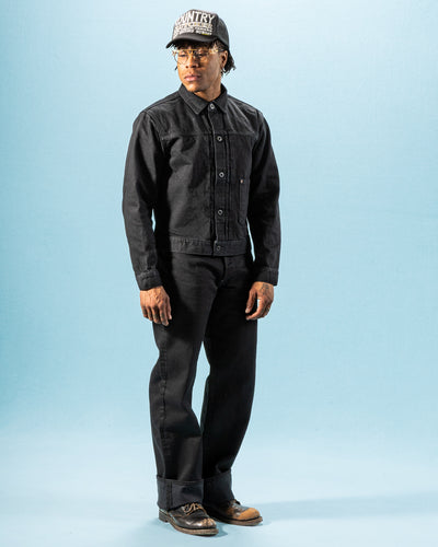 Black Sign 15oz Black Denim Pleats Jacket - Standard & Strange