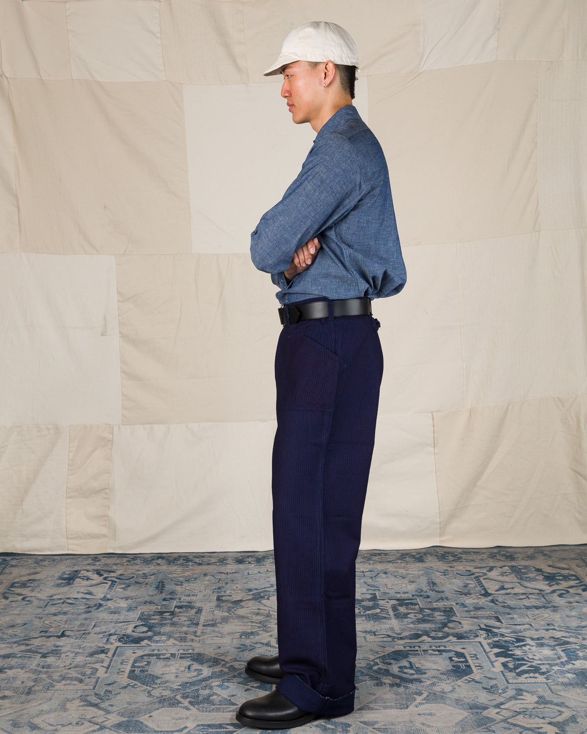Black Sign 1920s "Sashiko" Montgomery Trousers - Deep Indigo - Standard & Strange