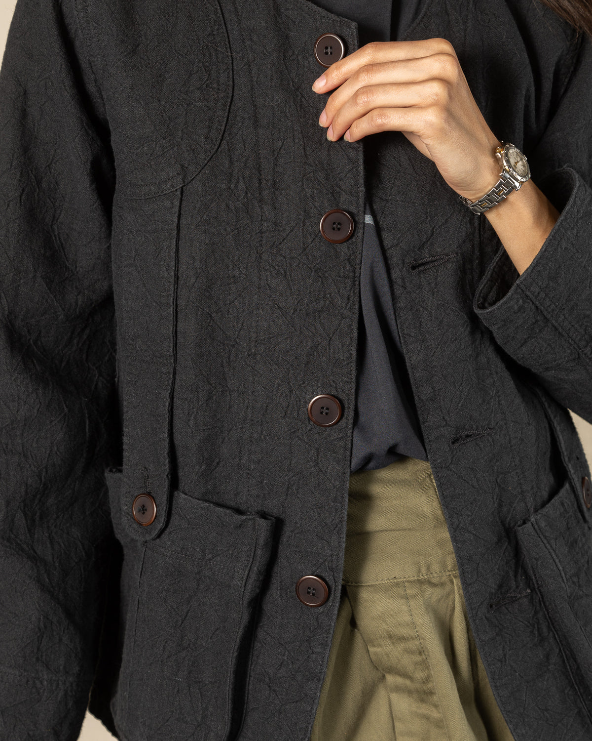 Black Sign Linen Canvas Shooting Jacket - Midnight Black - Standard & Strange