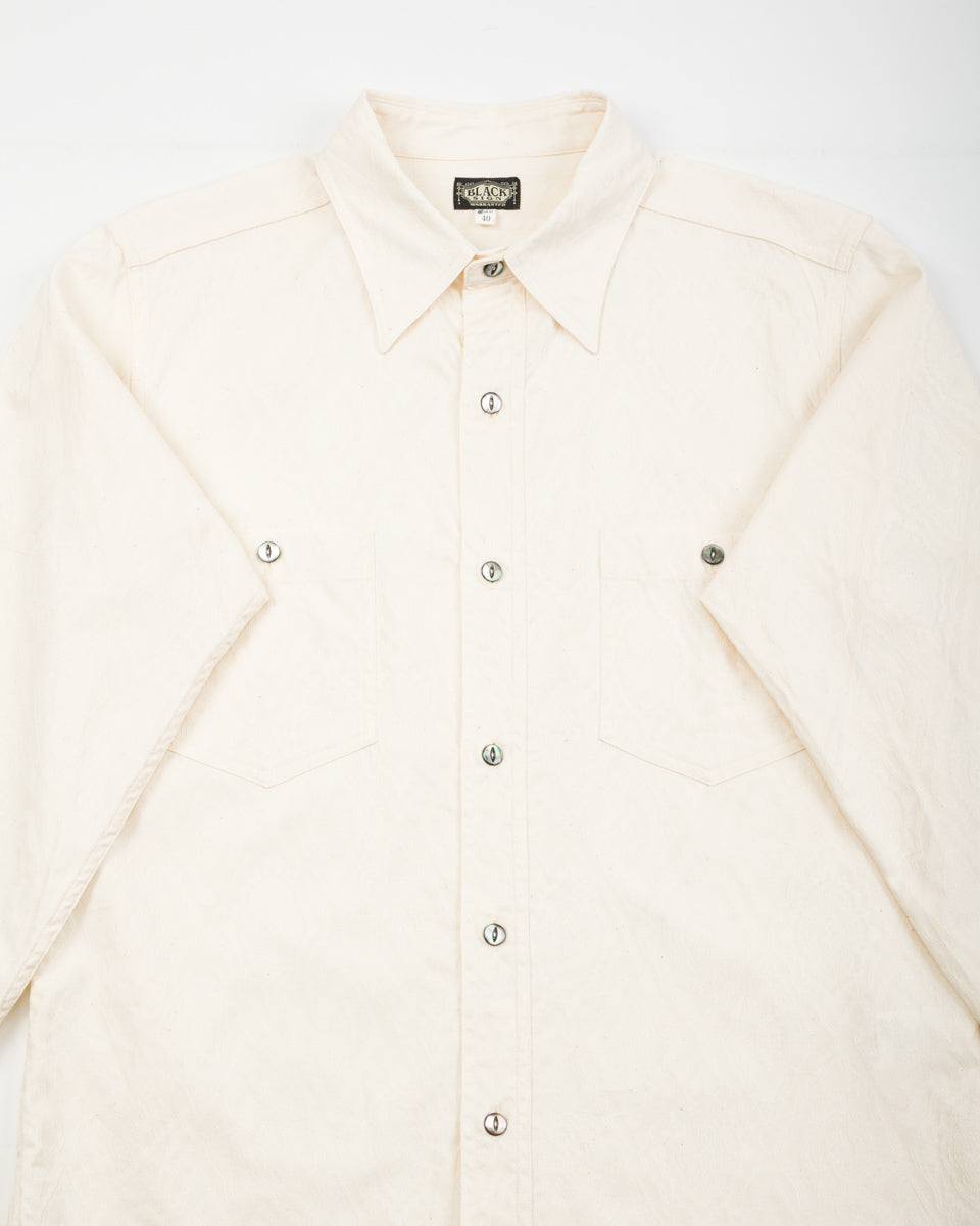 Black Sign Persian Pattern Jacquard Open Pocket Work Shirt - Salt White - Standard & Strange