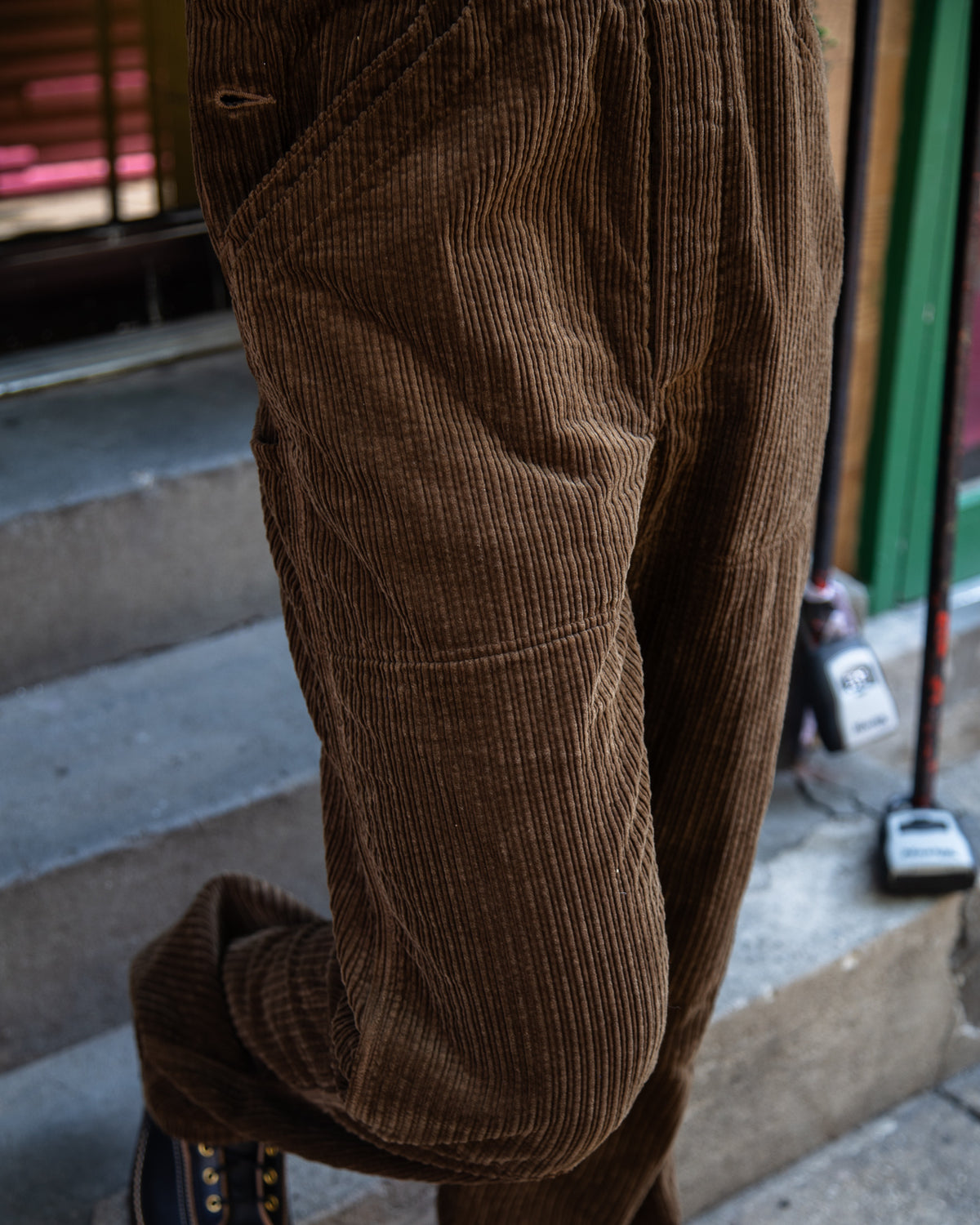 Black Sign Random Cord Delta Apron Over-Alls - Fade Brown - Standard & Strange