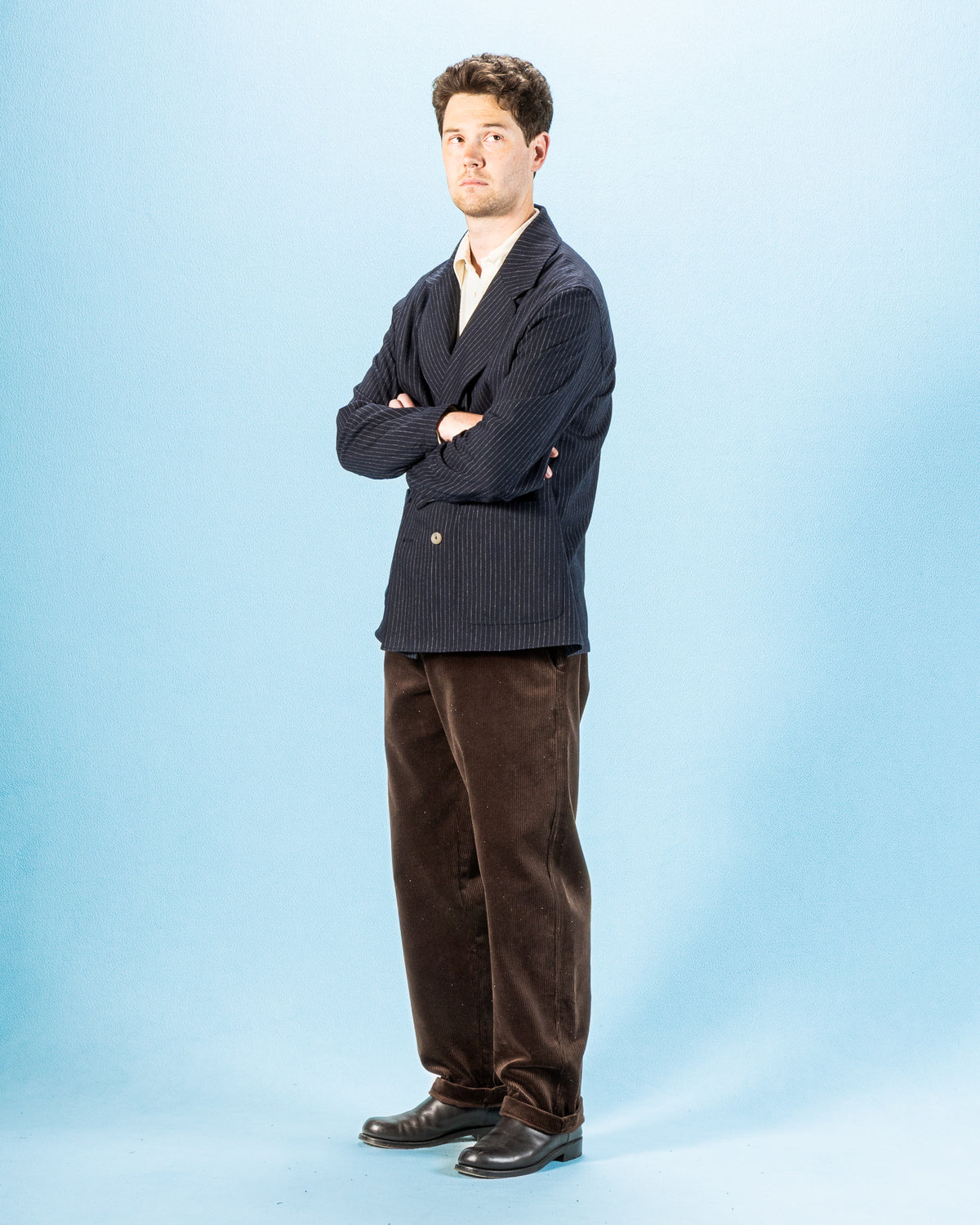 De Bonne Facture Double Breasted Jacket - Navy Pinstripe - Standard & Strange