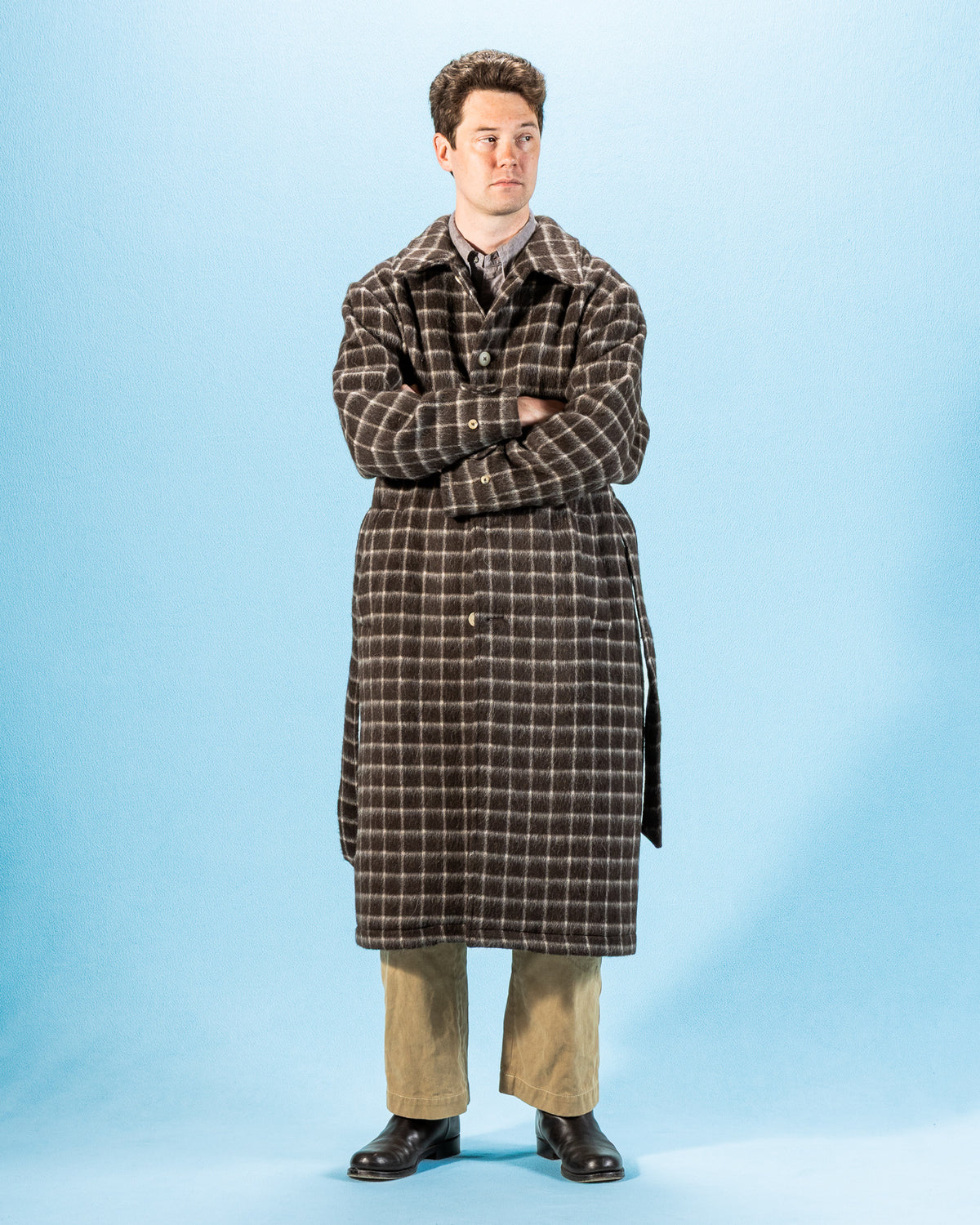 De Bonne Facture Overcoat - Brown Windowpane Check - Standard & Strange