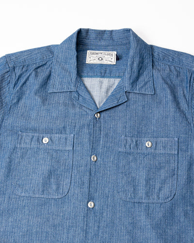 Freenote Dayton S/S Shirt - 5oz Blue Herringbone - Standard & Strange