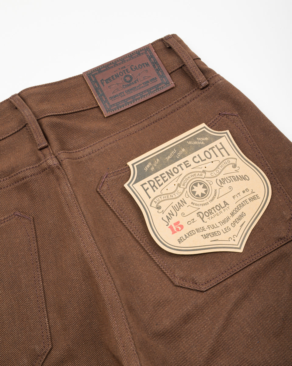 Freenote Portola Classic Taper - 15oz Dark Brown Denim - Standard & Strange
