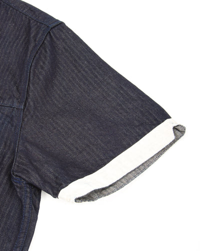 Freenote Yorba Zip S/S Shirt - Navy Herringbone - Standard & Strange