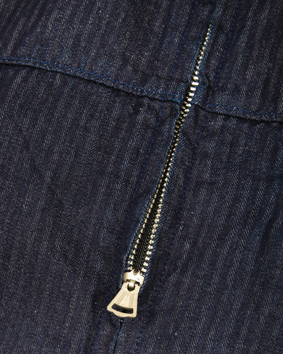 Freenote Yorba Zip S/S Shirt - Navy Herringbone - Standard & Strange