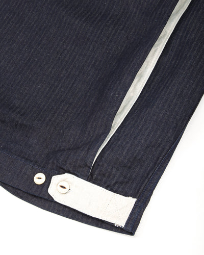 Freenote Yorba Zip S/S Shirt - Navy Herringbone - Standard & Strange