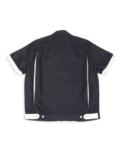 Freenote Yorba Zip S/S Shirt - Navy Herringbone - Standard & Strange