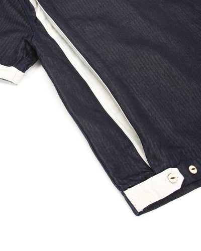 Freenote Yorba Zip S/S Shirt - Navy Herringbone - Standard & Strange