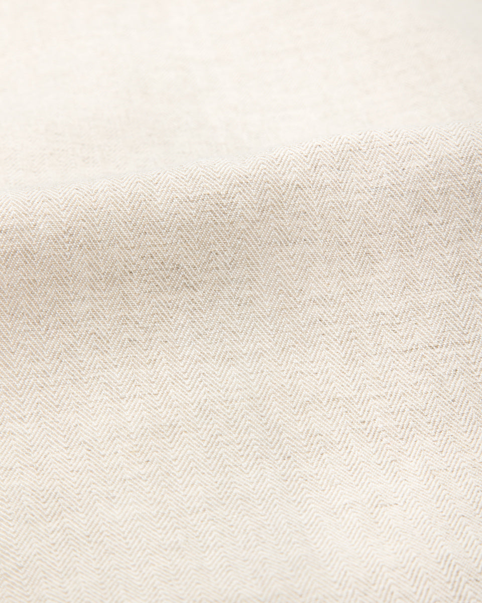 Freenote Yorba Zip S/S Shirt- White Herringbone - Standard & Strange