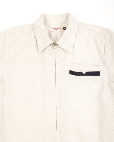 Freenote Yorba Zip S/S Shirt- White Herringbone - Standard & Strange