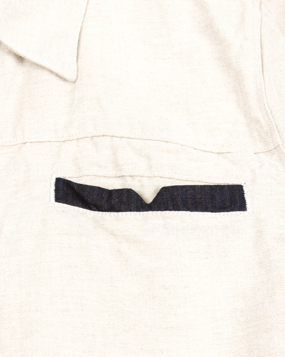 Freenote Yorba Zip S/S Shirt- White Herringbone - Standard & Strange
