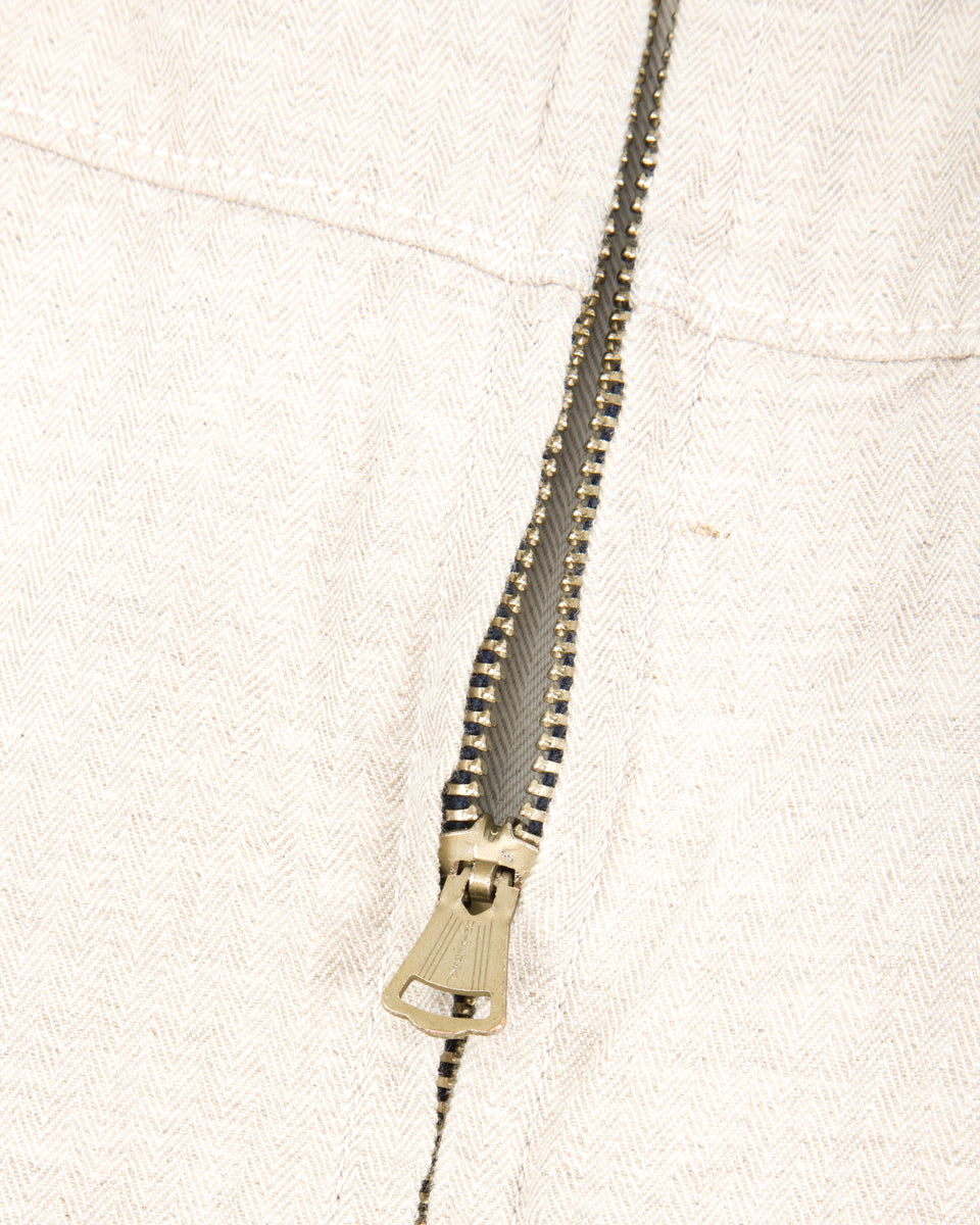 Freenote Yorba Zip S/S Shirt- White Herringbone - Standard & Strange