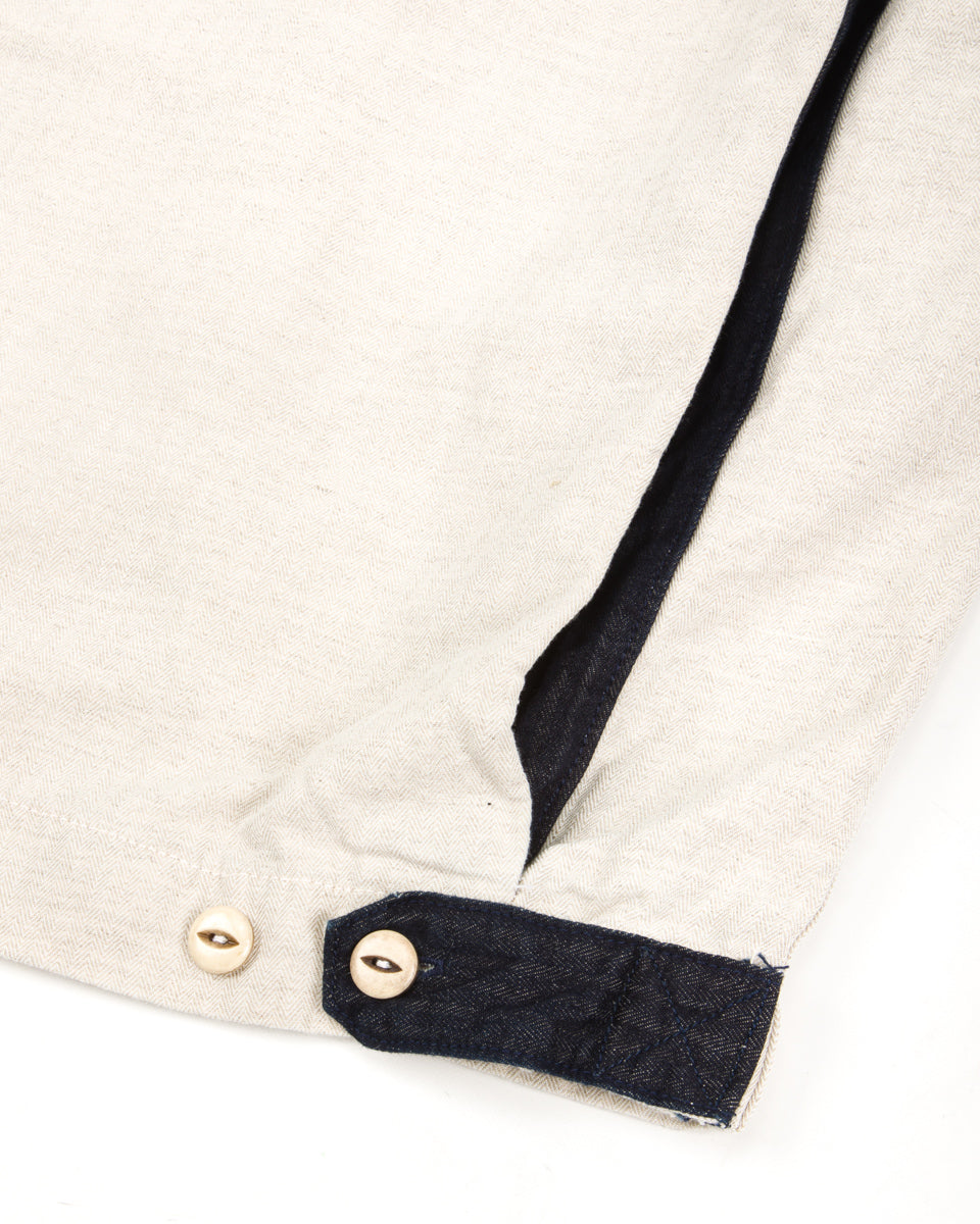 Freenote Yorba Zip S/S Shirt- White Herringbone - Standard & Strange