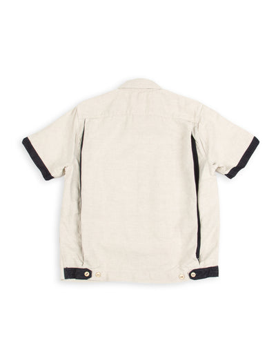 Freenote Yorba Zip S/S Shirt- White Herringbone - Standard & Strange