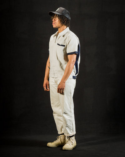 Freenote Yorba Zip S/S Shirt- White Herringbone - Standard & Strange