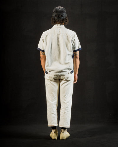 Freenote Yorba Zip S/S Shirt- White Herringbone - Standard & Strange