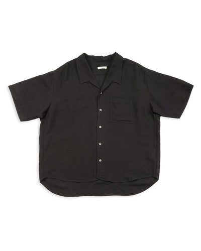 Gorsch Bamboo Linen Open Collar Short Sleeve Shirt - Black - Standard & Strange