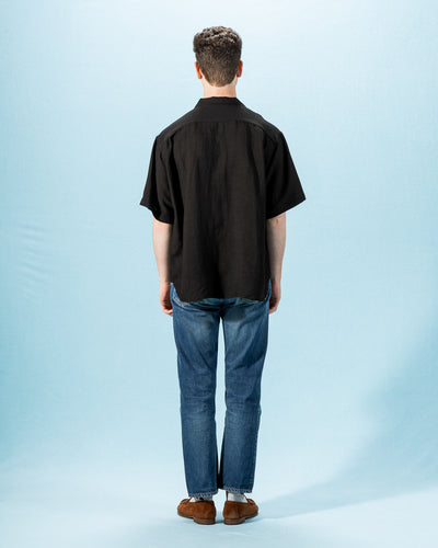 Gorsch Bamboo Linen Open Collar Short Sleeve Shirt - Black - Standard & Strange